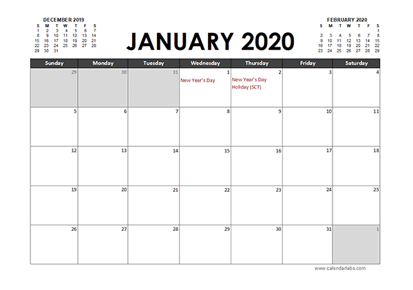 2020 Excel Calendar Planner South Africa Free Printable