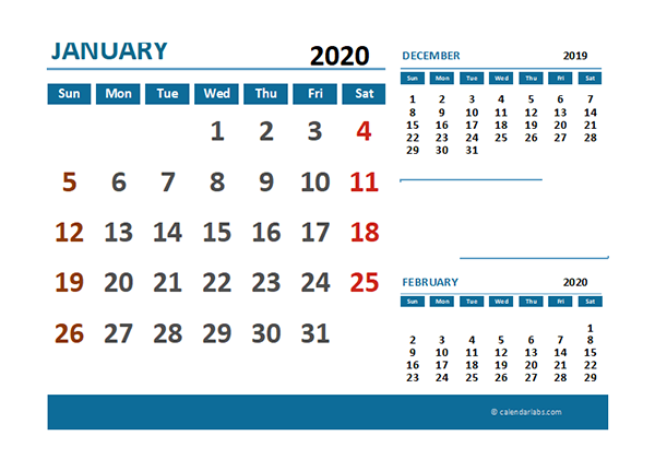 2020 Excel Calendar with Pakistan Holidays