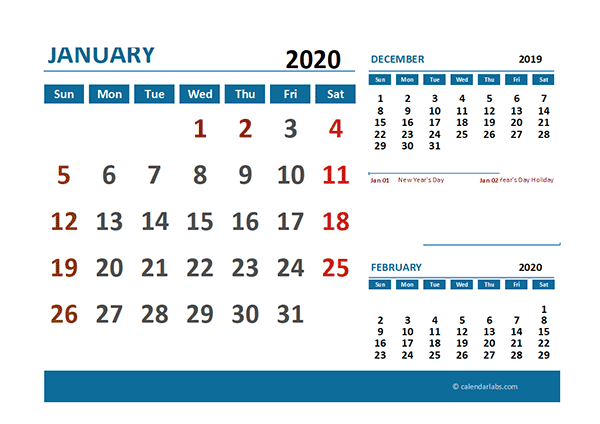 2020 Excel Calendar with Singapore Holidays - Free Printable Templates