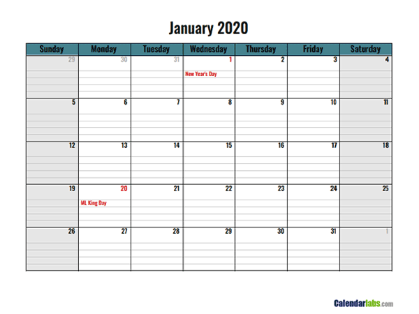 2020 Google Docs Daily Planner