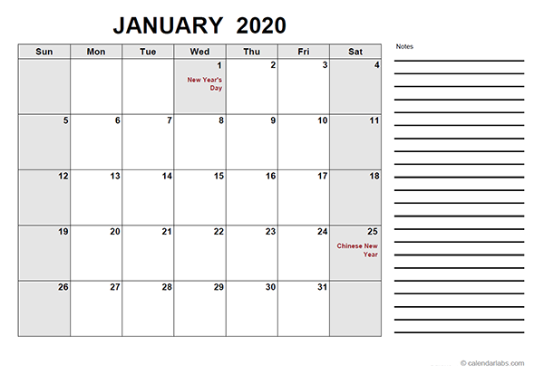 2020 Indonesia Free Calendar PDF Template