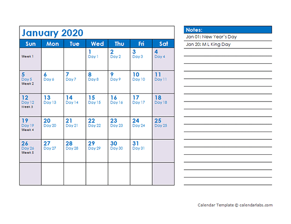 2020 Julian Date Calendar