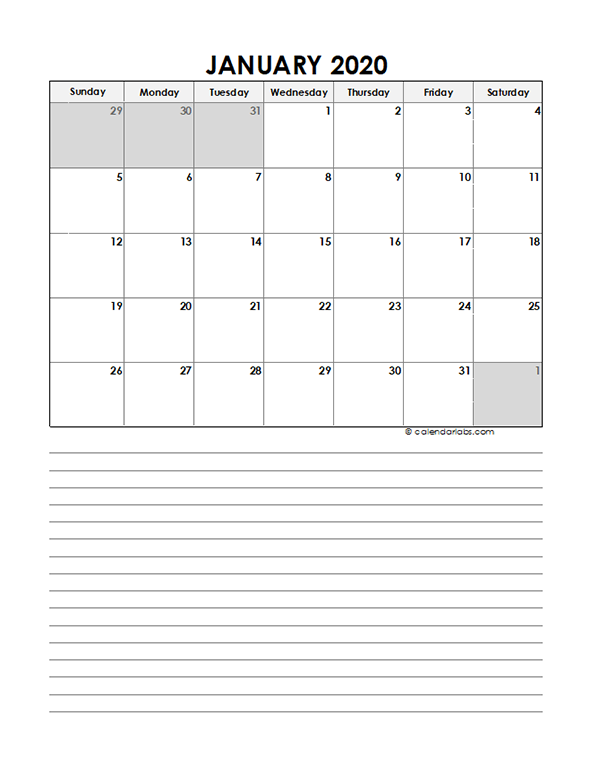 2020 Monthly Pakistan Calendar Template