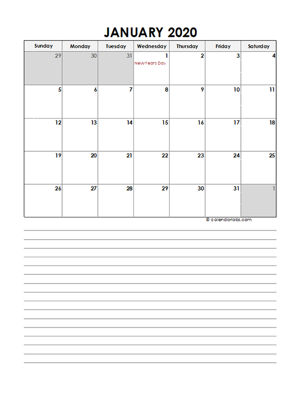 2020 Monthly Thailand Calendar Template