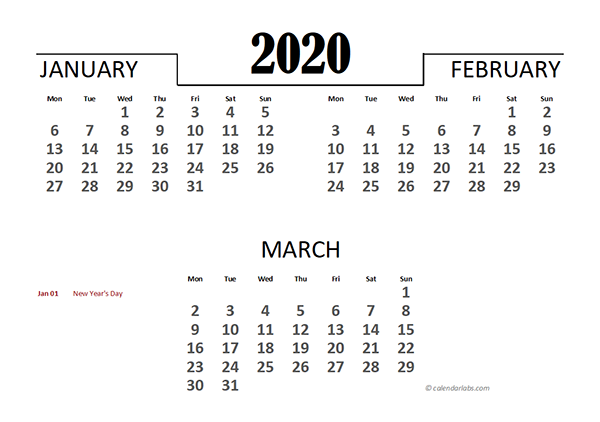 2020 Netherlands Excel Quarterly Calendar