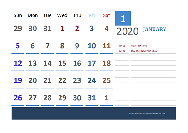 2020 New Zealand Calendar for Vacation Tracking