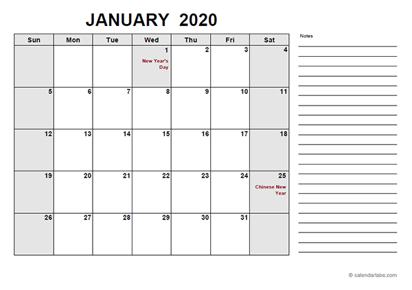 2020 Philippines Free Calendar PDF Template Free