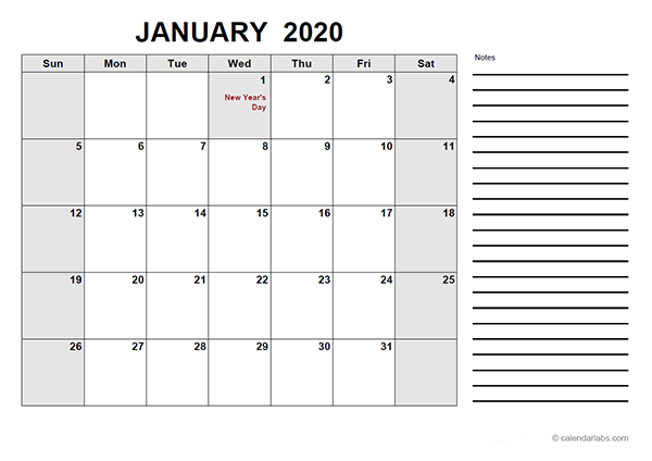 2020 Thailand Free Calendar PDF Template