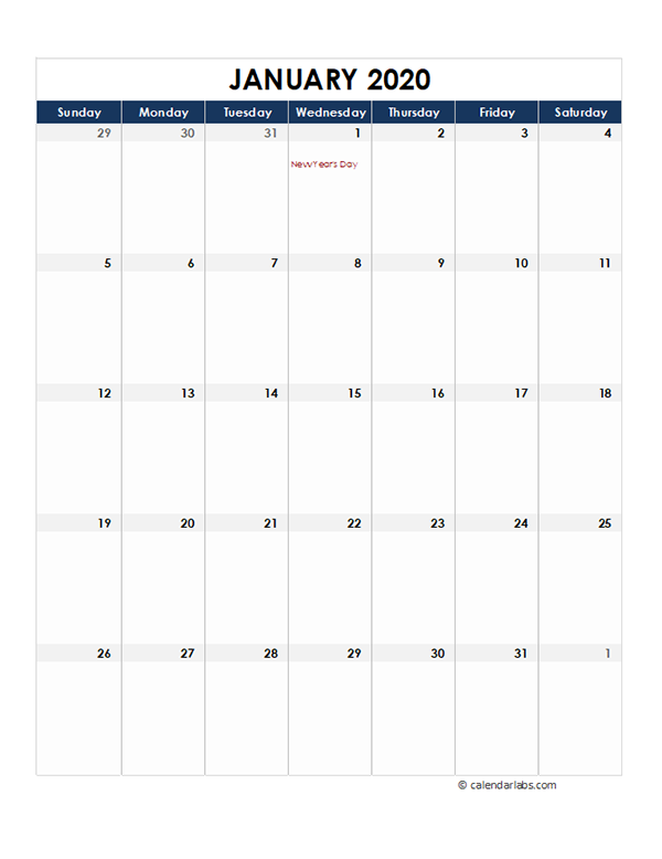 2020 Thailand Monthly Excel Calendar