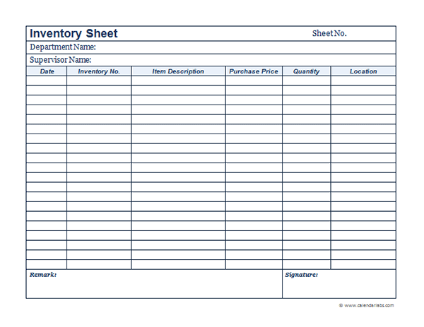 Business Inventory Template 2020