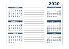 Blank Two Page Calendar Template for 2020