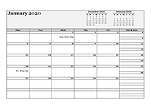 2020 Monthly Planner Template Landscape