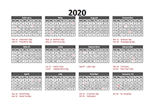 2020 Accounting Calendar 5-4-4