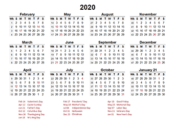 4-4-5 Accounting Period Calendar 2020
