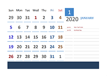 2020 Australia Calendar for Vacation Tracking