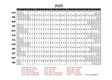 2020 project timeline calendar template for Australia