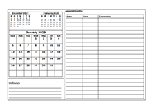 2020 Blank Appointment Calendar