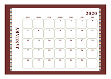 2020 Blank Calendar Large boxes Template