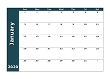 2020 monthly calendar template