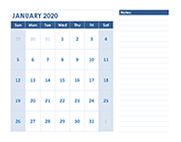 2020 Blank Printable Calendar