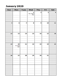 2020 Daily Planner Calendar Template