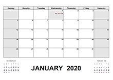2020 Calendar with Canada Holidays PDF