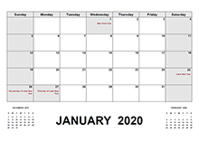 2020 Calendar with Hong Kong Holidays PDF