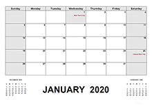 2020 Calendar with Indonesia Holidays PDF