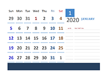 2020 Canada Calendar for Vacation Tracking