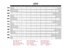 2020 Canada Project Timeline Calendar