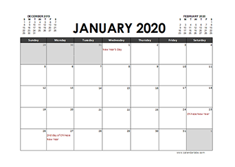 2020 Calendar Planner Malaysia holidays