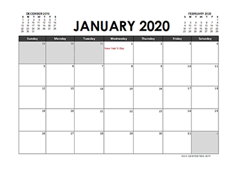 2020 Calendar Planner UAE holidays