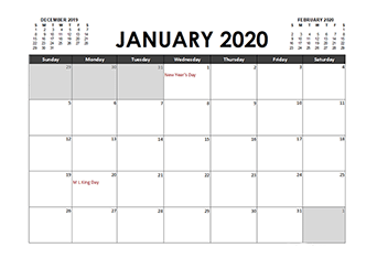 Excel 2003 Calendar Template