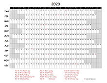 2020 Excel Calendar Project Timeline