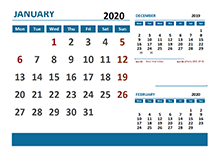 2020 Monthly Calendar with Germany Holidays