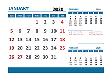 2020 Excel Calendar with Hong Kong Holidays 	