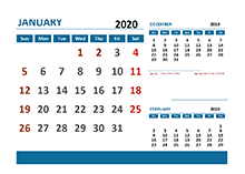 2020 Excel Calendar with Singapore Holidays 	