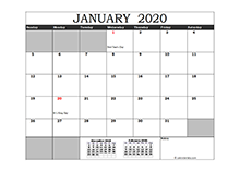 Free 2020 Excel Calendar with US Holidays