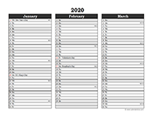 Editable 2020 Excel Three Month Calendar