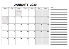 2020 free calendar pdf