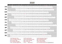2020 project timeline calendar template for Hong Kong