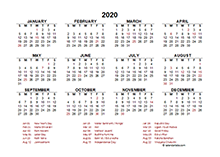 2020 India calendar template with public holidays