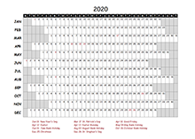 2020 Ireland Project Timeline Calendar