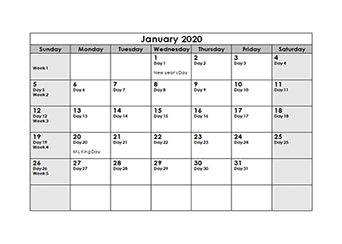 Julian Date Chart 2016