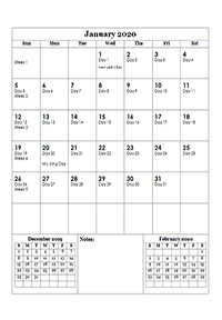 2020 Julian Day Calendar