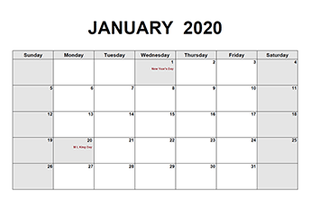 2020 Monthly Calendar Template Pdf 2020 Monthly Calendar Template Pdf