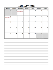 2020 Monthly Germany Calendar Template