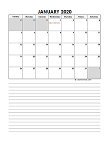 2020 Monthly UAE Calendar Template