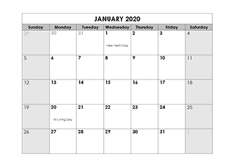 2020 Business Calendar A4 Tablet MTV English 