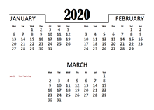 2020 Quarterly Calendar for Netherlands